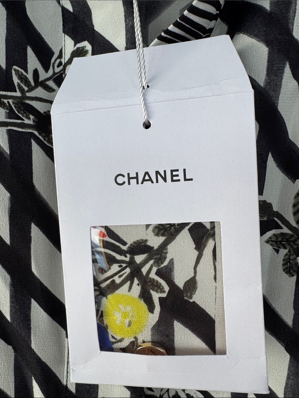 CHANEL Black & White Geometric Floral Shirt - Picture 6 of 9
